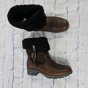 Ugg Australia 1914 Bellevue Boots WOMENS 9.5 Sheepskin Shearling Fur Brown Fold